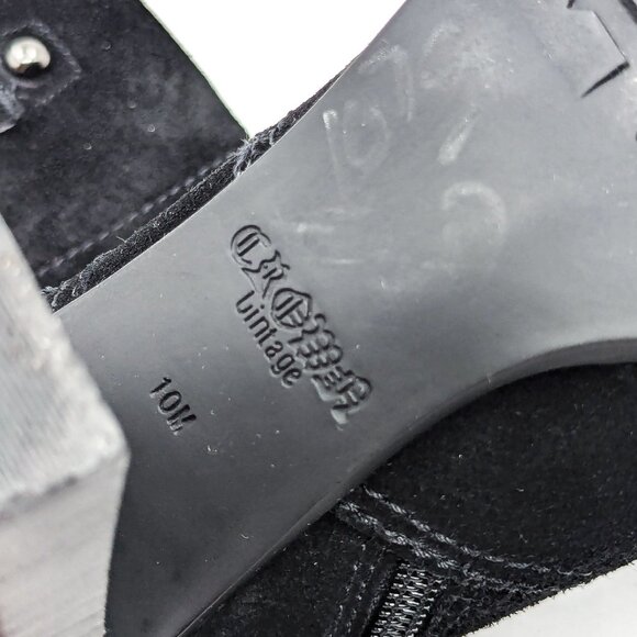 Crown Vintage Women Hadley BLack Suede Retro 90s Moto Heel zip Boots size 10 - Picture 6 of 11